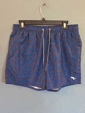 Ted Baker London Navy & Dark Blue Shark-Print Swim Hybrids